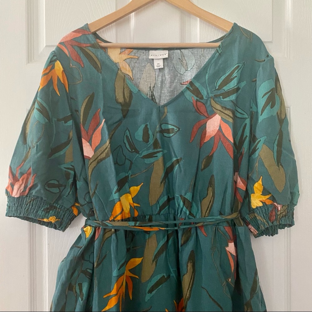 AVA AND VIV Tropical Print Dress NWOT